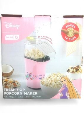 NIB Disney Dash Princess Pink Fresh Pop Popcorn Maker 16‑Cup Oil‑Free Popper